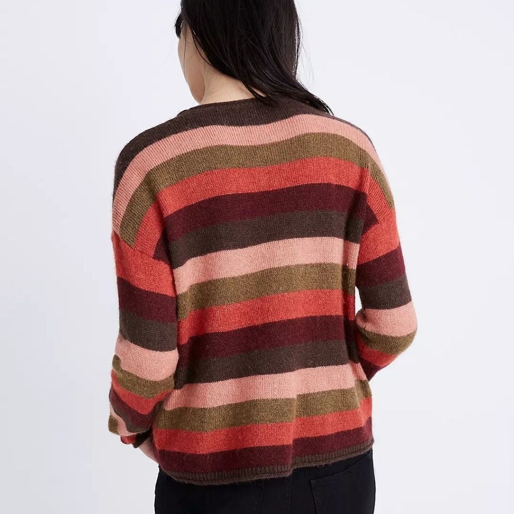 Madewell Chelsea Pocket Pullover Sweater in Multi-Stripe Size S - Picture 9 of 11